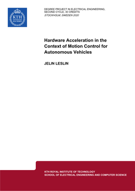 Hardware Acceleration in the Context of Motion Control for Autonomous Vehicles