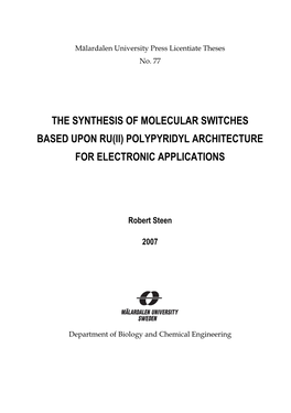 The Synthesis of Molecular Switches