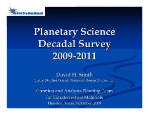 Planetary Science Decadal Survey 2009-2011