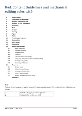 K&L Content Guidelines and Mechanical Editing Rules V.6.6