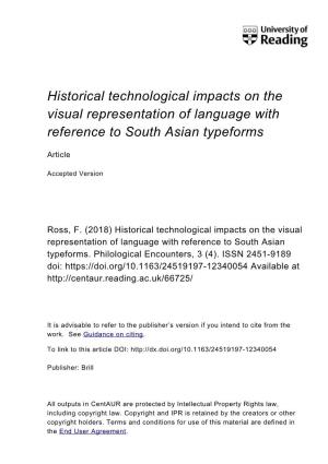 Historical Technological Impacts on the Visual Representation of Language with Reference to South Asian Typeforms