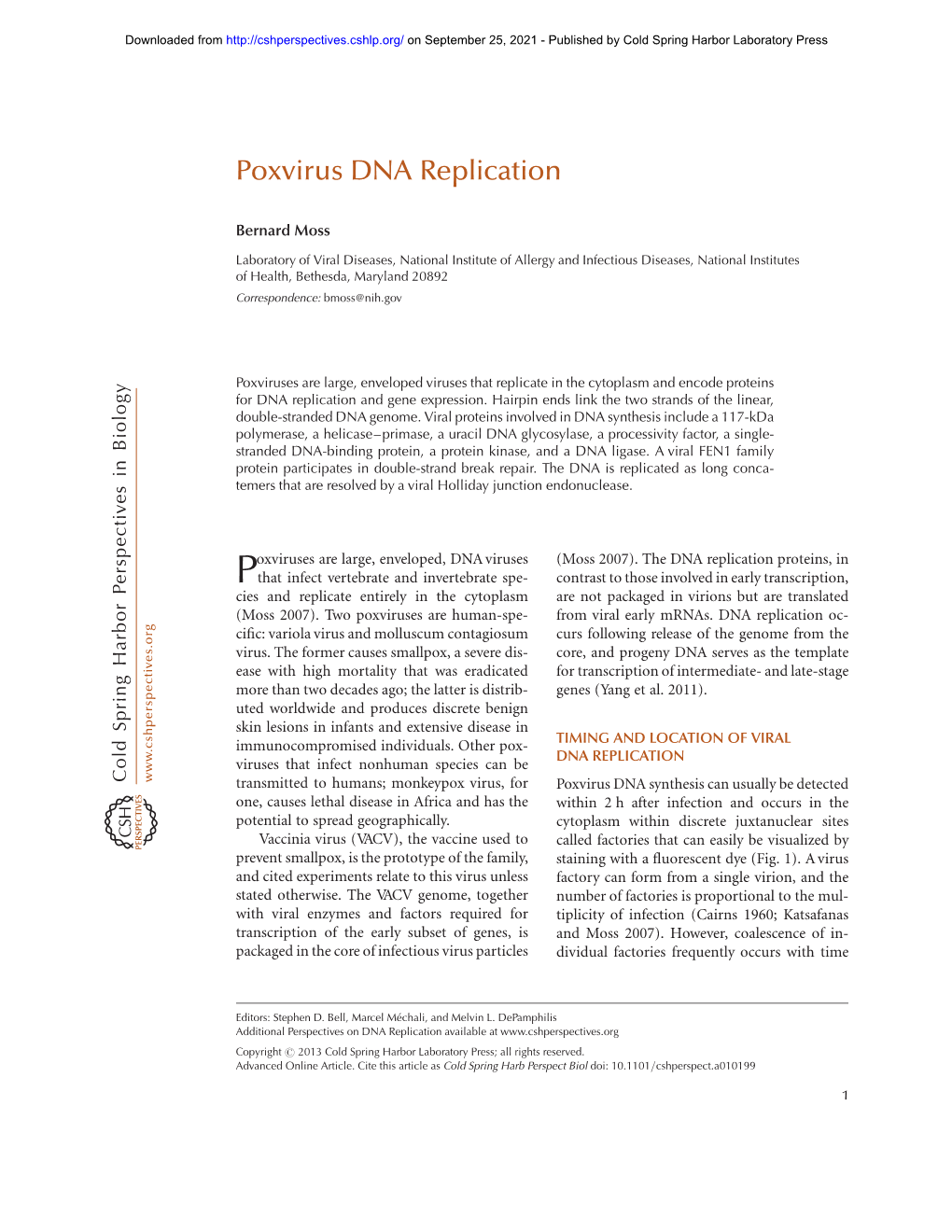 Poxvirus DNA Replication