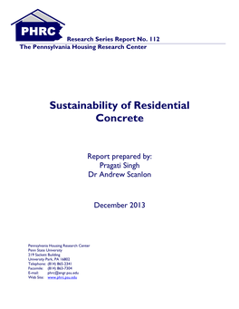 Sustainability of Residential Concrete