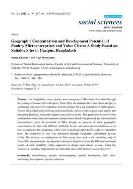 Geographic Concentration and Development Potential of Poultry Microenterprises and Value Chain: a Study Based on Suitable Sites in Gazipur, Bangladesh