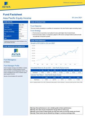 Fund Factsheet Asia Pacific Equity Income 30 June 2021