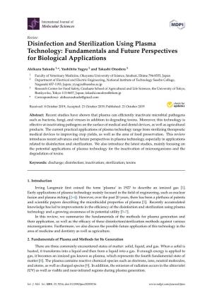 Disinfection and Sterilization Using Plasma Technology: Fundamentals and Future Perspectives for Biological Applications