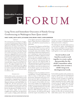 Long Term and Immediate Outcomes of Family Group Conferencing in Washington State (June 2001)