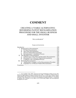 Reforming Patent Reexamination Procedure for the Small Business and Small Inventor