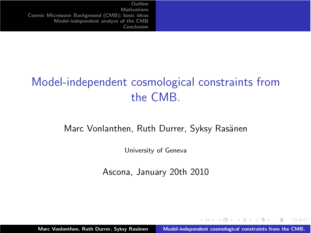 Model-Independent Cosmological Constraints from the CMB