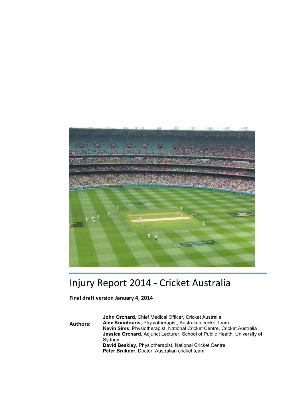 Injury Report 2009