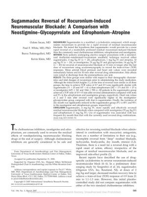 Sugammadex Reversal of Rocuronium-Induced Neuromuscular Blockade: a Comparison with Neostigmine–Glycopyrrolate and Edrophonium–Atropine