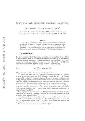 Semisimple Cyclic Elements in Semisimple Lie Algebras