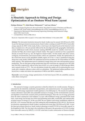 A Heuristic Approach to Siting and Design Optimization of an Onshore Wind Farm Layout