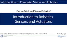 Introduction to Robotics. Sensors and Actuators