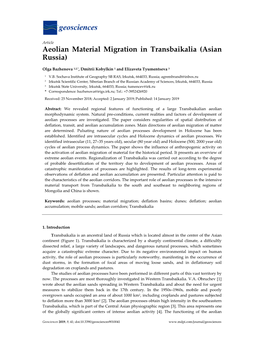 Aeolian Material Migration in Transbaikalia (Asian Russia)