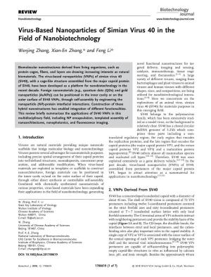 Virus-Based Nanoparticles of Simian Virus 40 in the Field of Nanobiotechnology