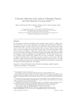 A Dynamic Epistemic Logic Analysis of Equality Negation and Other Epistemic Covering Tasks$,$$