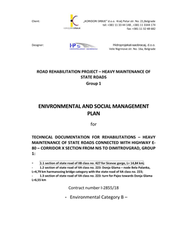 Enivronmental and Social Management Plan