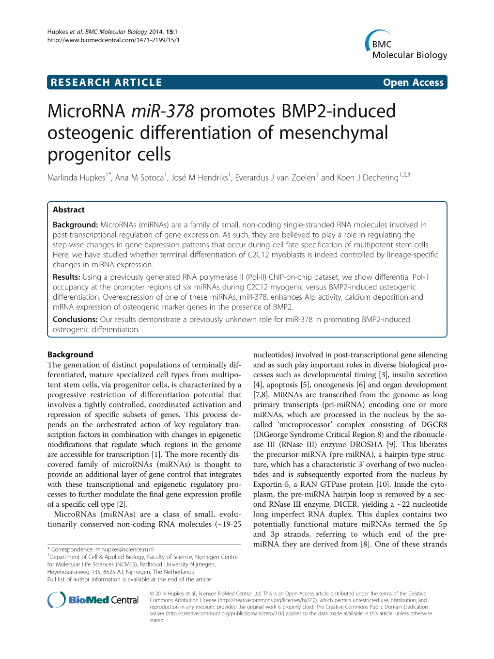 Microrna Mir-378 Promotes BMP2-Induced Osteogenic