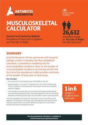 Prevalence of Back Pain in England and Local Authorities