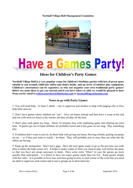 Ideas for Children's Party Games