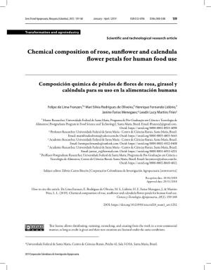 Chemical Composition of Rose, Sunflower and Calendula Flower Petals for Human Food Use