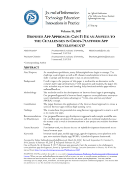 Browser App Approach: Can It Be an Answer to the Challenges in Cross-Platform App Development?