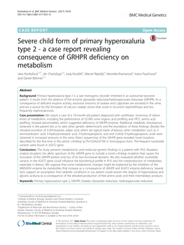 Severe Child Form of Primary Hyperoxaluria Type 2