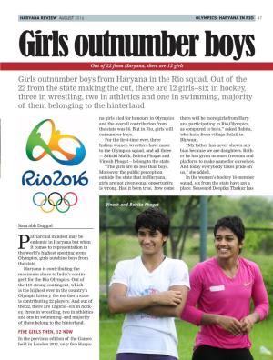 Girls Outnumber Boys out of 22 from Haryana, There Are 12 Girls Girls Outnumber Boys from Haryana in the Rio Squad