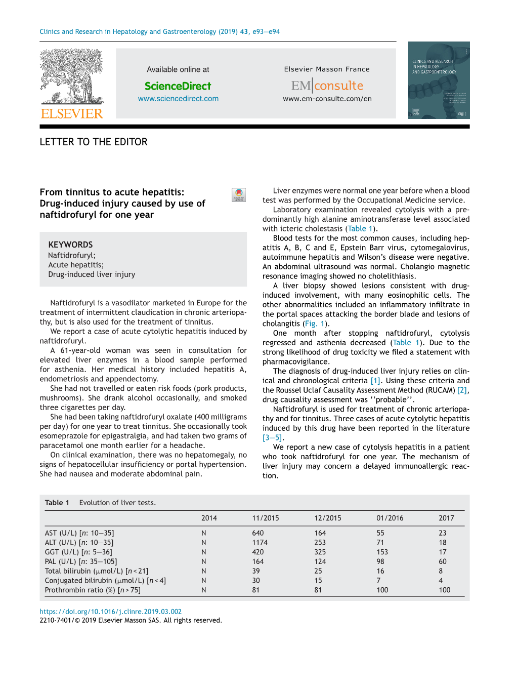 From Tinnitus to Acute Hepatitis: Drug-Induced Injury Caused by Use