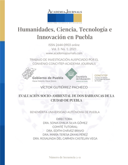 Evaluación Socio-Ambiental De Dos Barrancas De La Ciudad De Puebla