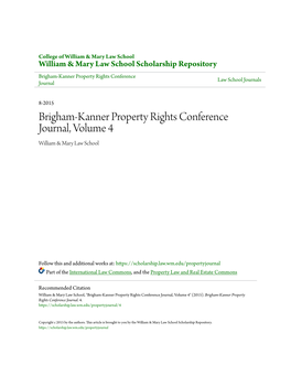 Brigham-Kanner Property Rights Conference Journal, Volume 4 William & Mary Law School