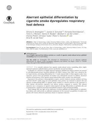 Aberrant Epithelial Differentiation by Cigarette Smoke Dysregulates Respiratory Host Defence