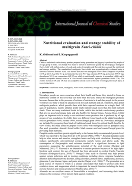 Nutritional Evaluation and Storage Stability of Multigrain Nutri-Chikki