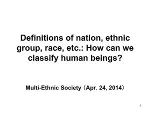 Definitions of Nation, Ethnic Group, Race, Etc.: How Can We Classify Human Beings?