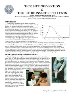 Tick Bite Prevention & the Use of Insect Repellents