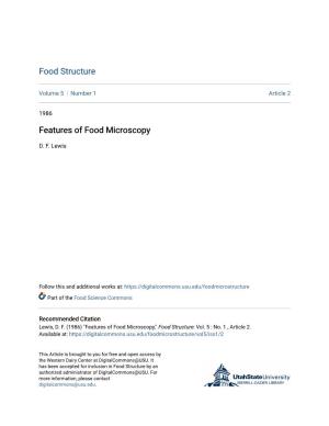 Features of Food Microscopy
