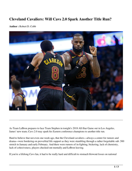 Cleveland Cavaliers: Will Cavs 2.0 Spark Another Title Run?