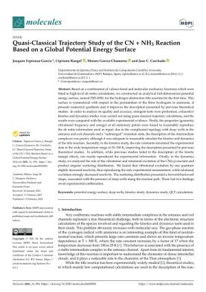 Quasi-Classical Trajectory Study of the CN + NH3 Reaction Based on a Global Potential Energy Surface