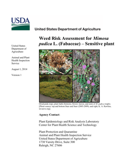 Weed Risk Assessment for Mimosa Pudica L. (Fabaceae)
