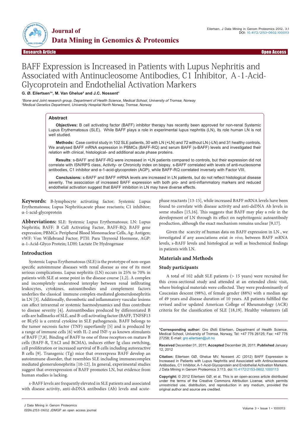 BAFF Expression Is Increased in Patients