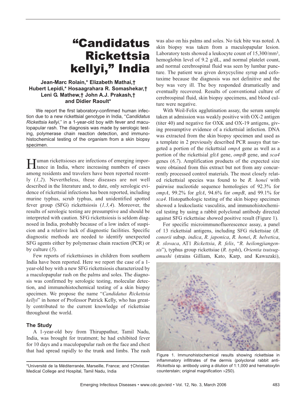 “Candidatus Rickettsia Kellyi,” India