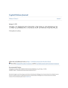 THE CURRENT STATE of DNA EVIDENCE Christopher J