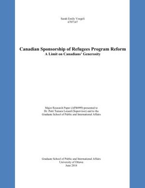 Canadian Sponsorship of Refugees Program Reform