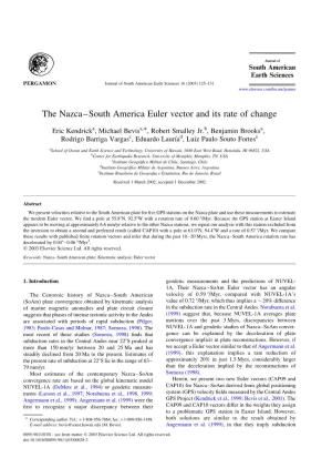 The Nazca–South America Euler Vector and Its Rate of Change