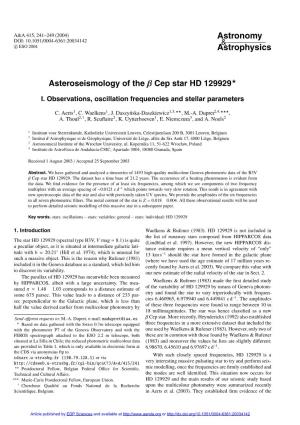 Asteroseismology of the Β Cep Star HD 129929