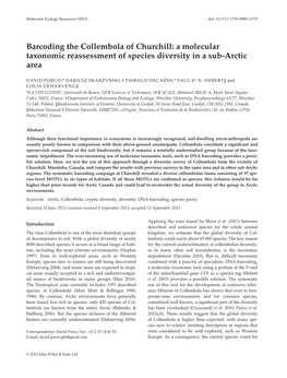 Barcoding the Collembola of Churchill: a Molecular Taxonomic Reassessment of Species Diversity in a Sub-Arctic Area