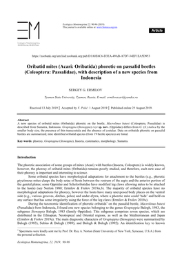 Coleoptera: Passalidae), with Description of a New Species from Indonesia