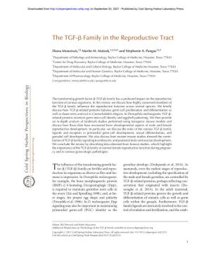 The TGF-Β Family in the Reproductive Tract