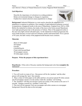 Peppered Moth Simulation